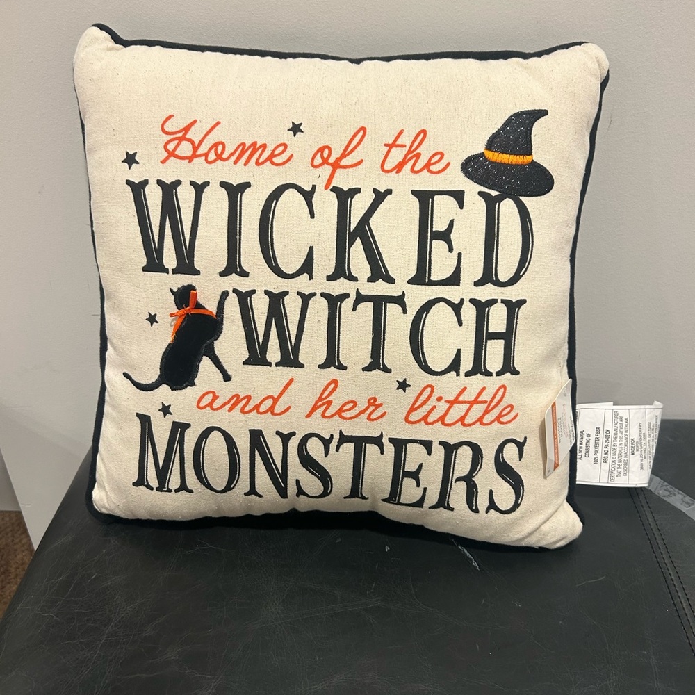 Ashland Halloween Pillow with Black and Orange Design